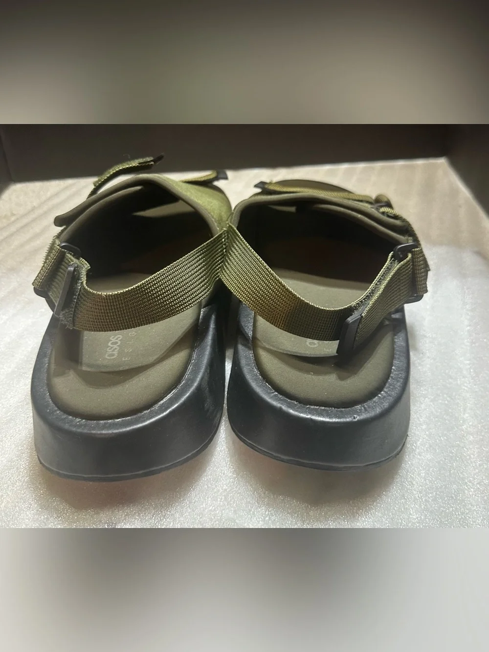 Men’s ASOS Olive Green Slide Sandals with Webbing Strap Sz 10